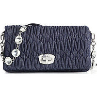 Miu Miu Crystal Small Denim Matelassé Shoulder Bag photo