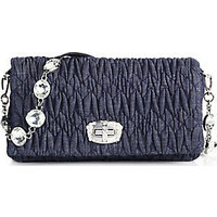 Miu Miu Crystal Small Denim Matelasse Shoulder Bag photo