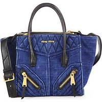 Miu Miu Denim & Leather Mini Satchel photo