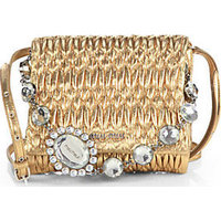 Miu Miu Embellished Metallic Square Shoulder Bag photo