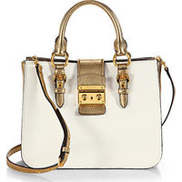 Miu Miu Madras Bicolor Leather Tote photo