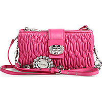 Miu Miu Swarovski-Accented Quilted-Leather Small Crossbody Bag photo