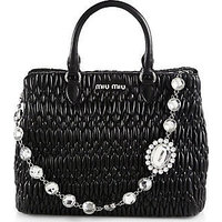 Miu Miu Swarovski-Crystal Quilted Leather Tote photo