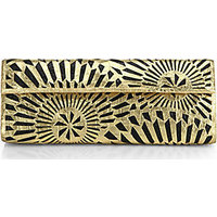 Nancy Gonzalez Metallic Two-Tone Laser-Cut Crocodile Clutch photo