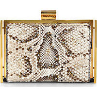 Nina Ricci Embellished Watersnake Book Clutch photo