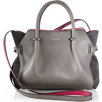 Nina Ricci Marche Mini Suede-Paneled Bi-Color Satchel photo