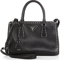 Prada City Calf Small Topstitched Double-Zip Tote photo