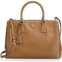 Prada City Calf Topstitched Double-Zip Tote photo