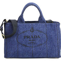 Prada Logo-Printed Medium Denim Tote photo