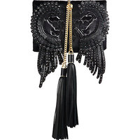 Roberto Cavalli Fringed Mixed-Media Clutch photo