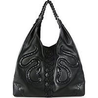 Roberto Cavalli Slouchy Leather & Snakeskin Hobo Bag photo