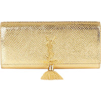 Saint Laurent Python-Stamped Monogramme Long Clutch photo