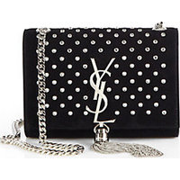 Saint Laurent Saint Laurent Monogram Crystal Suede Small Chain Shoulder Bag photo