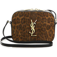 Saint Laurent Saint Laurent Monogramme Leopard-Print Suede Crossbody Bag photo