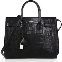 Saint Laurent Saint Laurent Small Crocodile-Embossed Leather Sac De Jour Tote photo