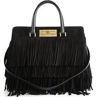 Saint Laurent Saint Laurent Trois Clous Fringe Medium Suede Tote photo