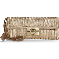 Salvatore Ferragamo Afef Metallic Woven Clutch photo