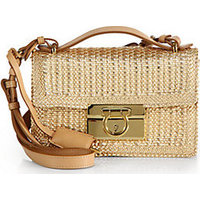 Salvatore Ferragamo Aileen Woven Leather Small Flap Clutch photo