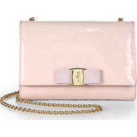 Salvatore Ferragamo Miss Vara Patent-Leather Mini Bow Bag photo