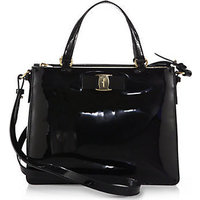 Salvatore Ferragamo Tracy Patent-Leather Satchel photo