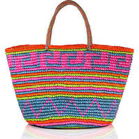 SENSI STUDIO Oval Multicolor Geometric-Patterned Woven Straw Tote photo