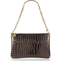 Stella McCartney Crocodile-Embossed Convertible Clutch photo