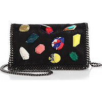 Stella McCartney Falabella Embellished Faux-Suede Clutch on Chain photo