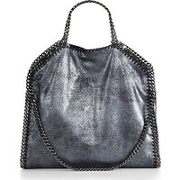 Stella McCartney Falabella Metallic Shaggy Deer Faux-Suede Fold-Over Tote photo