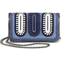 Stella McCartney Falabella Zigarette Embroidered Denim Crossbody Bag photo