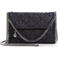 Stella McCartney Quilted Denim Fold-Over Chain Clutch photo