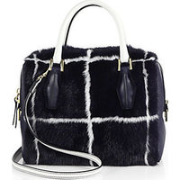 Tod''s D-Cube Small Grid-Print Mink Fur Duffel Bag photo