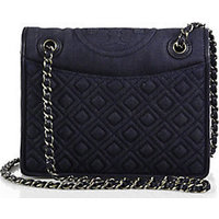 Tory Burch Fleming Medium Quilted Denim Shoulder Bag photo