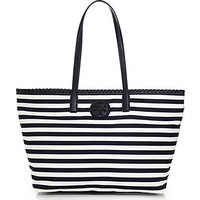 Tory Burch Marion Striped East-West Nylon Tote photo