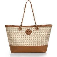 Tory Burch Marion Woven Straw East-West Tote photo