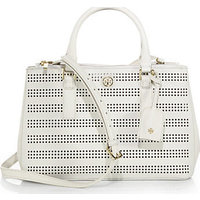 Tory Burch Robinson Perforated Mini Double-Zip Tote photo