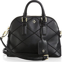 Tory Burch Robinson Stitched Small Saffiano-Leather Dome Satchel photo