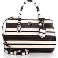 Tory Burch Robinson Striped Double-Zip Tote photo