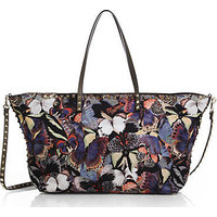 Valentino Butterfly Leather-Trimmed Nylon Tote photo