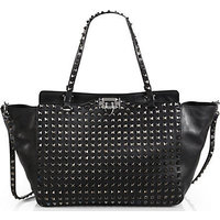 Valentino Noir Rockstud Medium Leather Tote photo