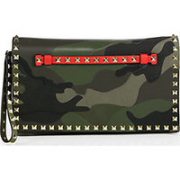 Valentino Rockstud Camouflage Leather & Canvas Clutch photo