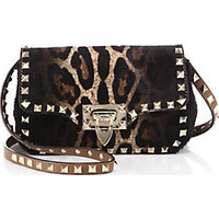 Valentino Rockstud Leopard-Print Calf Hair Crossbody Bag photo