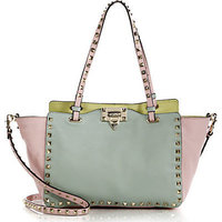 Valentino Rockstud Small Watercolor Colorblock Tote photo