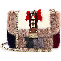 Valentino Small Rocklock Colorblock Mink Fur Shoulder Bag photo